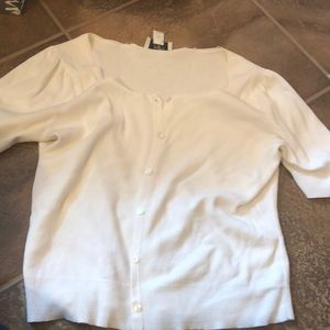 White Button Up Quarter Sleeved Cardigan